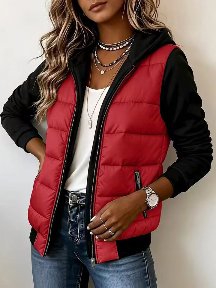 Quilted Colorblock Hooded Jacket