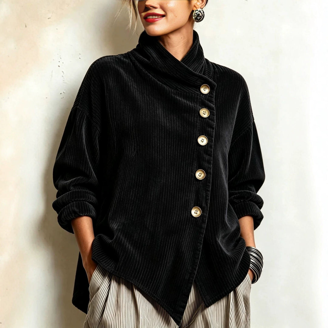 Chic High Funnel-Neck Asymmetrical Top