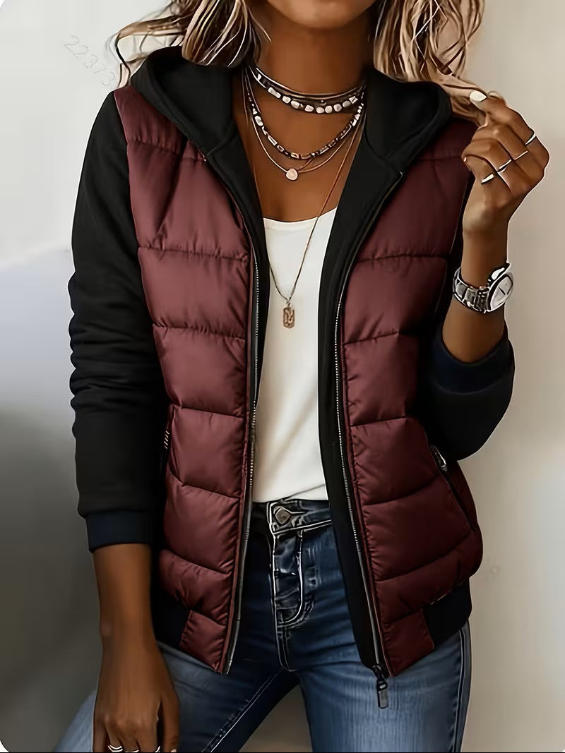 Quilted Colorblock Hooded Jacket