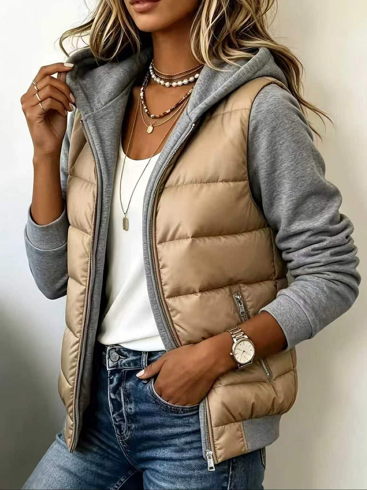 Quilted Colorblock Hooded Jacket