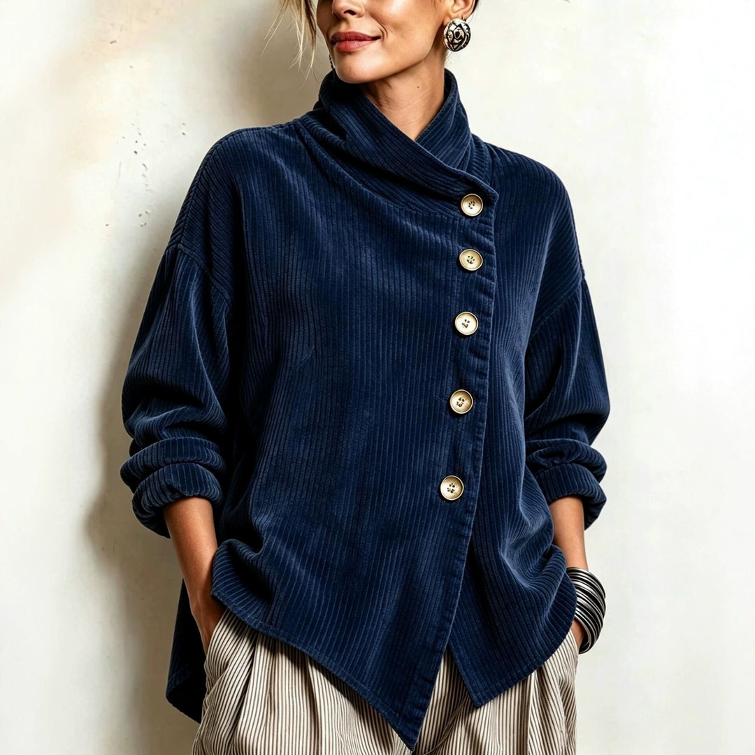 Chic High Funnel-Neck Asymmetrical Top