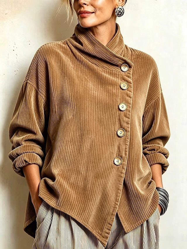 Chic High Funnel-Neck Asymmetrical Top