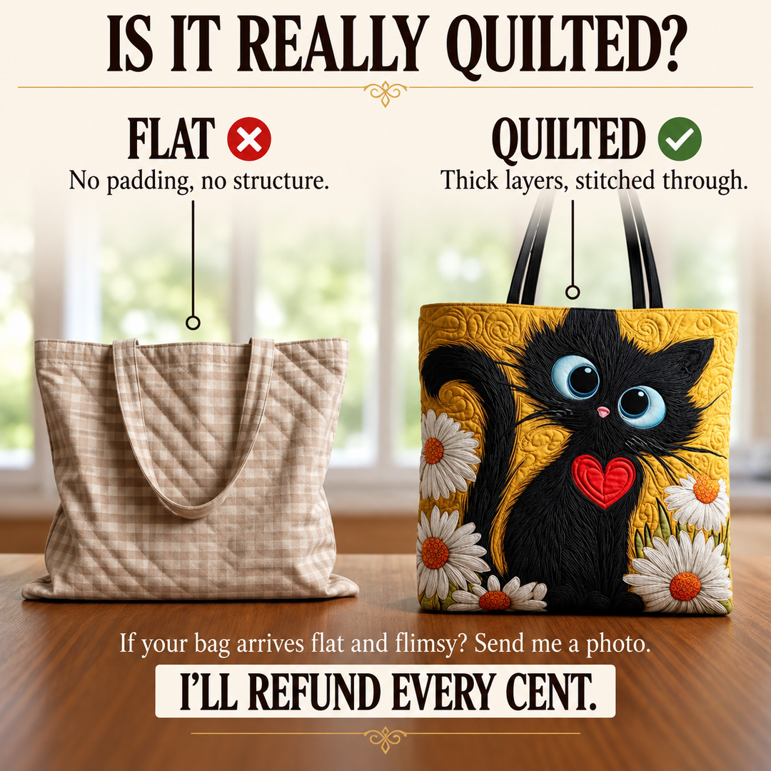 Artisanal Bag - Black Cat with Daisies