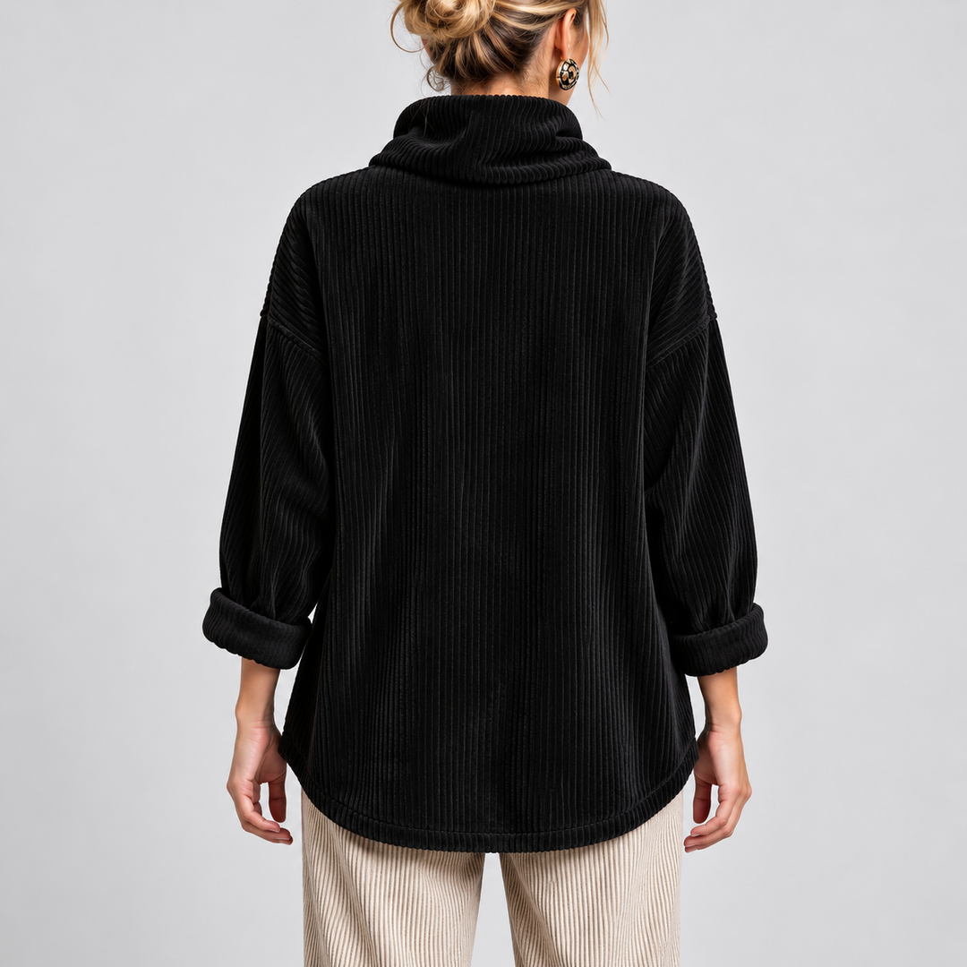 One-Button Corduroy Wrap Top