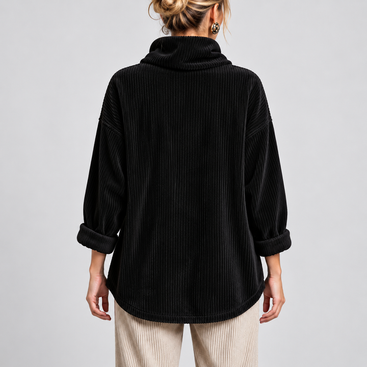 One-Button Corduroy Wrap Top