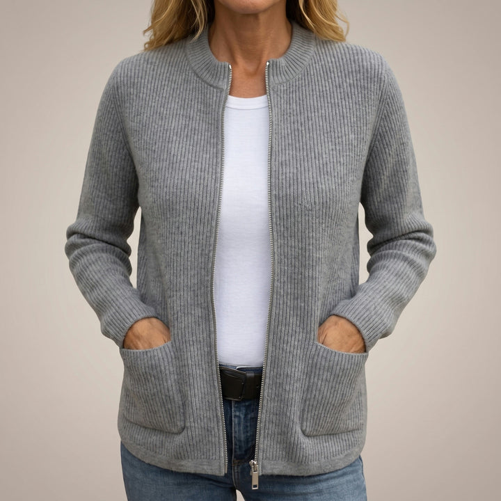 Anneke Cozy Zip-Up Cardigan with Deep Pockets