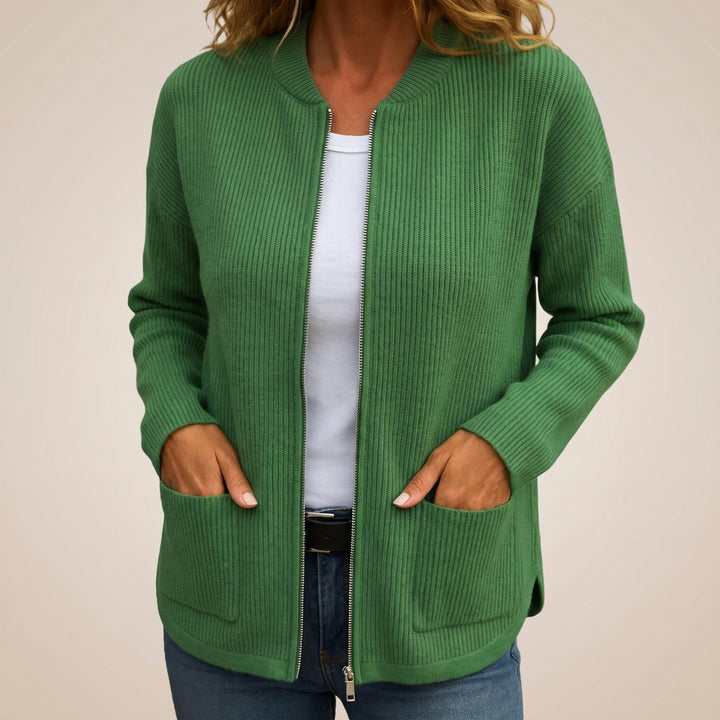 Anneke Cozy Zip-Up Cardigan with Deep Pockets
