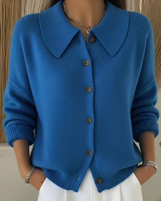 Vespera Button-Collar Cardigan