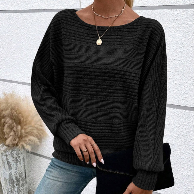 Long-Sleeve Crewneck Striped Top