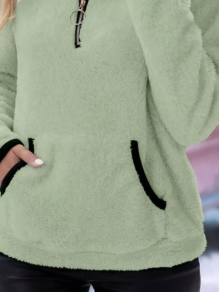Full Size Cozy Fleece Quarter-Zip Sweatshirt