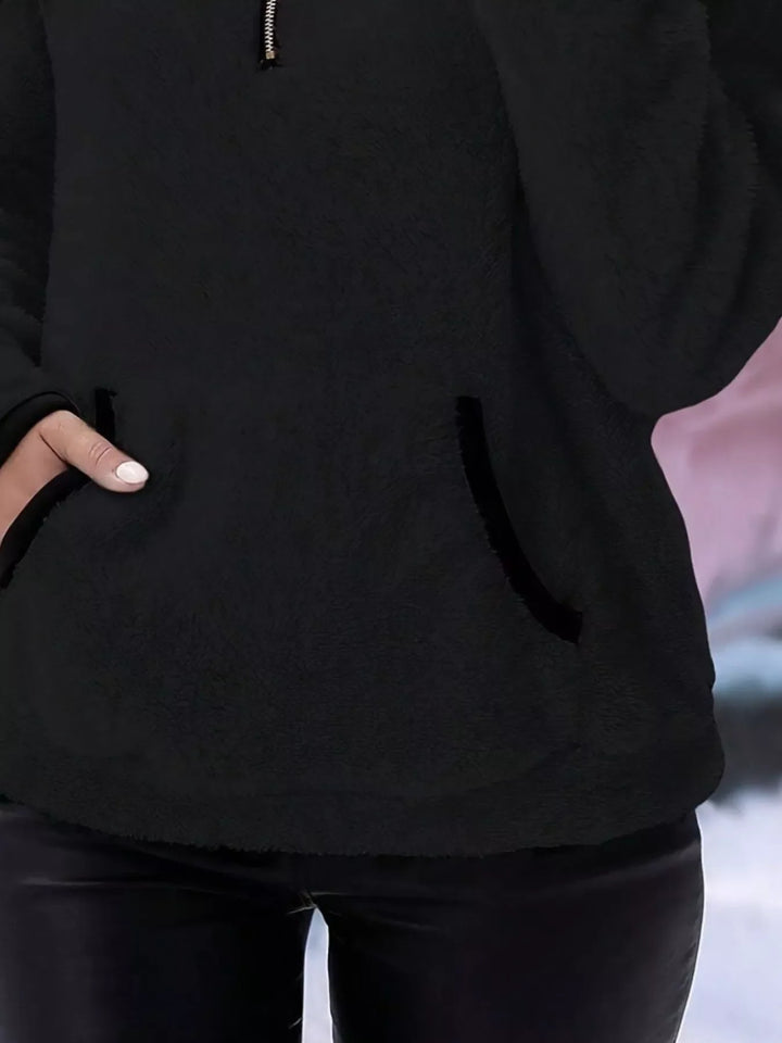 Full Size Cozy Fleece Quarter-Zip Sweatshirt