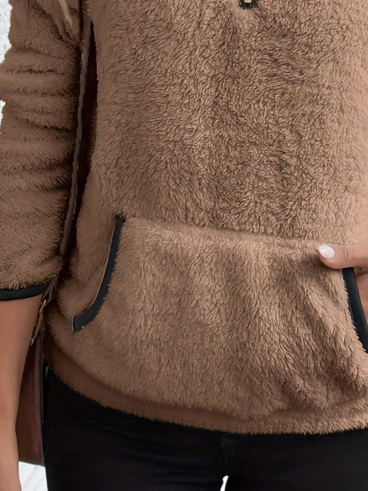 Full Size Cozy Fleece Quarter-Zip Sweatshirt