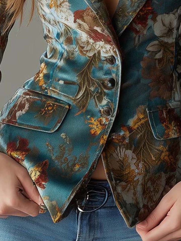 Vintage Floral Velvet Blazer