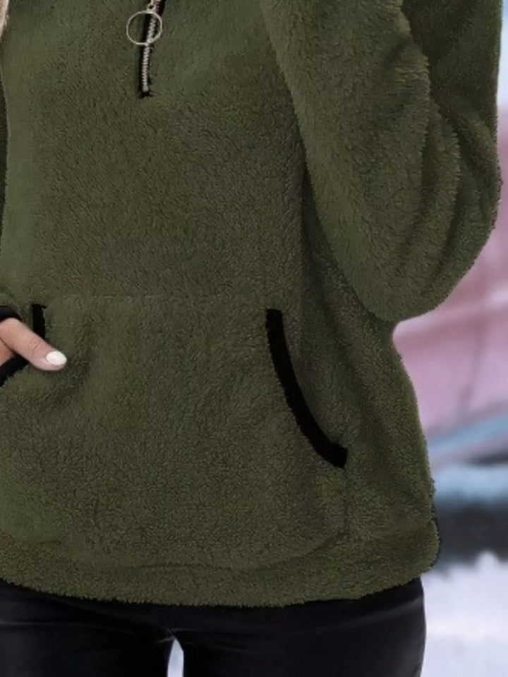 Full Size Cozy Fleece Quarter-Zip Sweatshirt