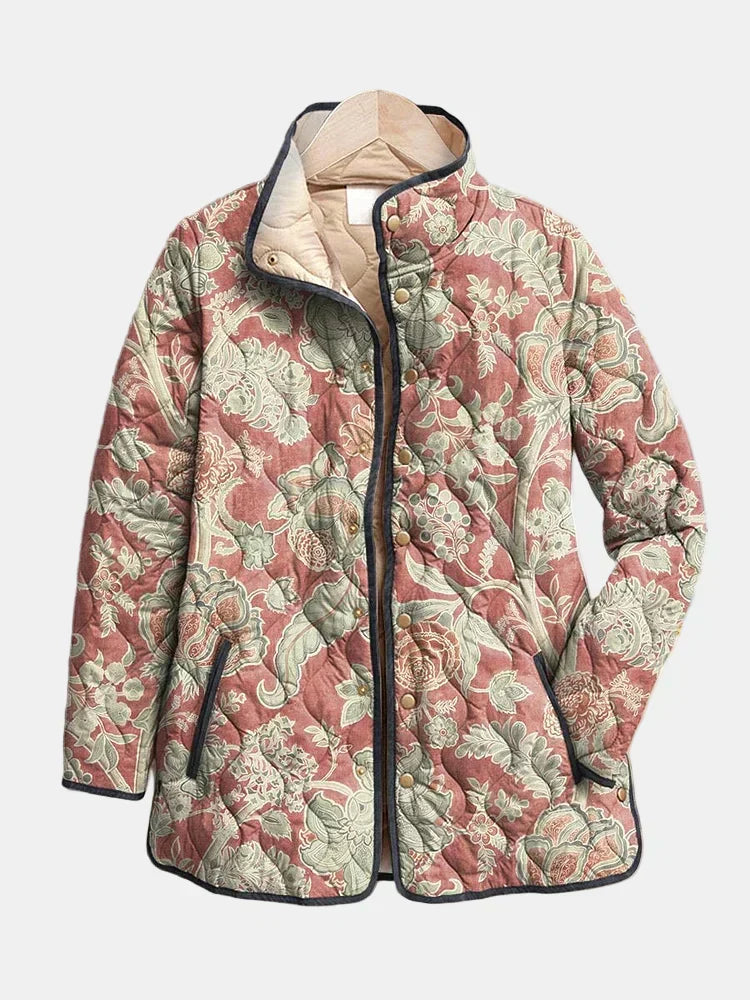 Casual Vintage Floral Quilted Jacket