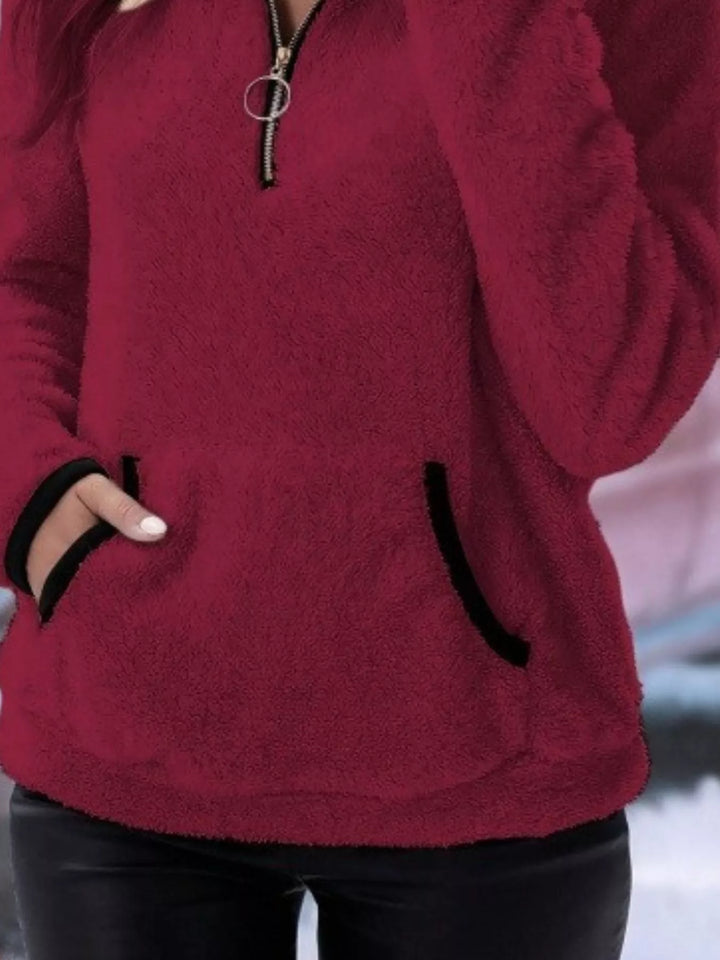 Full Size Cozy Fleece Quarter-Zip Sweatshirt