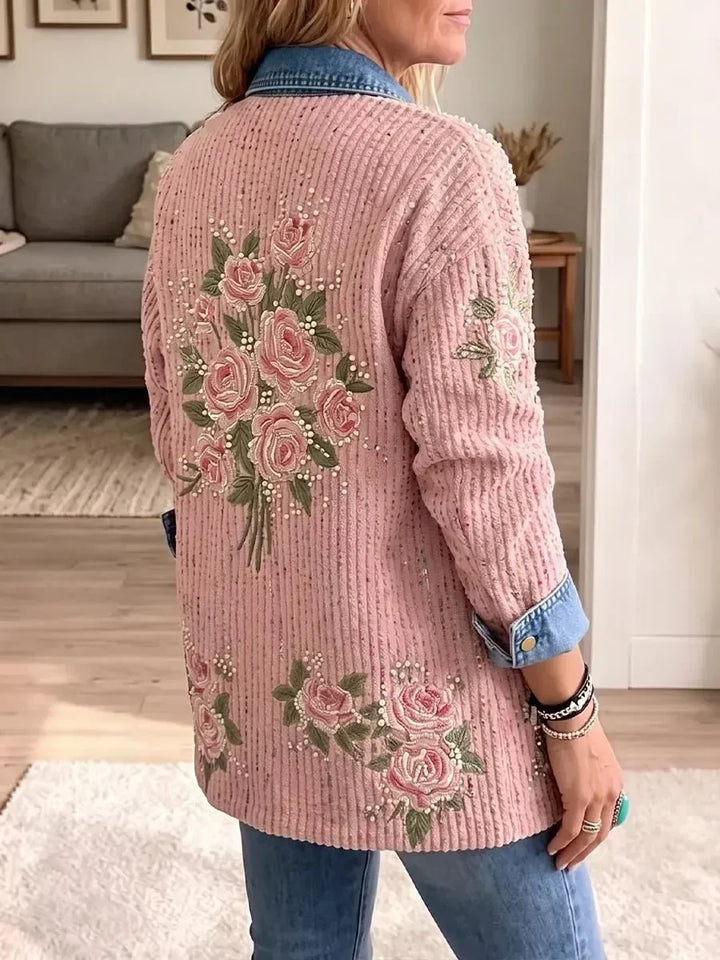 Lucetta Embroidered Pink Denim Blazer
