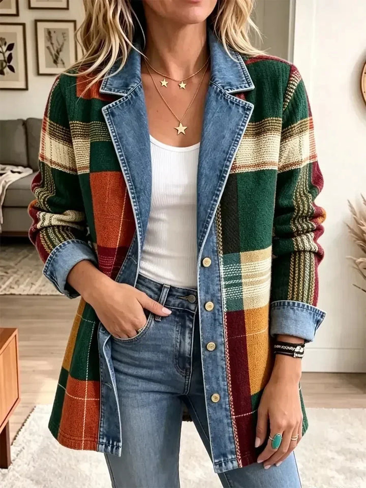 Retro Plaid Denim Jacket