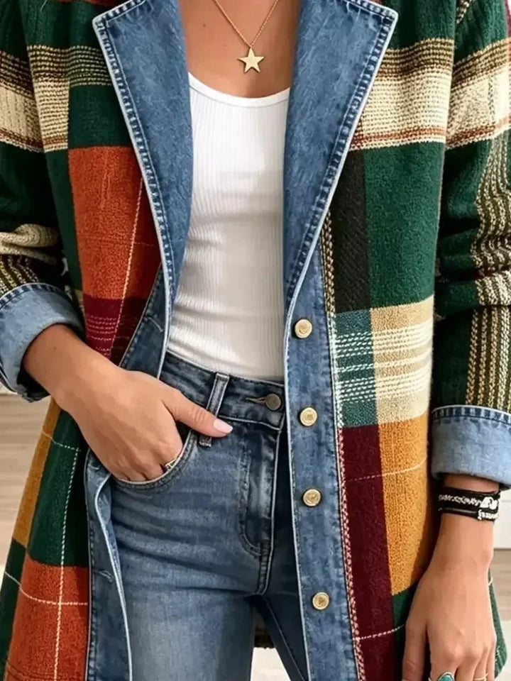 Retro Plaid Denim Jacket