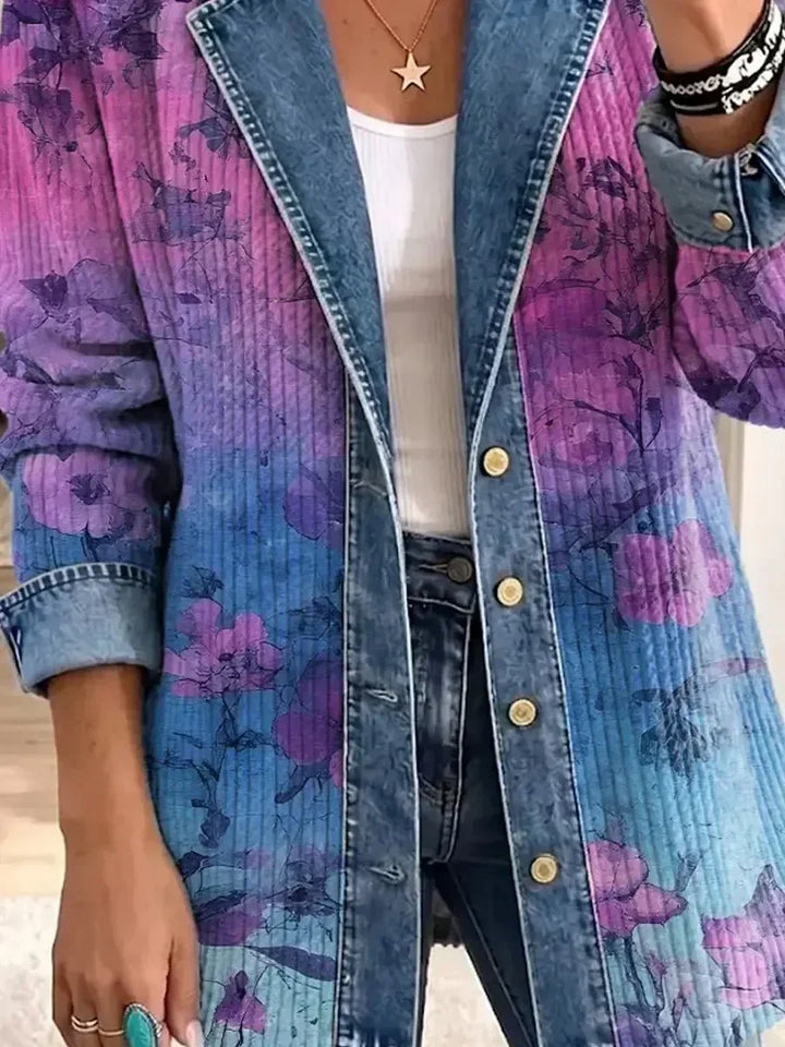 Golda Purple Floral Denim Jacket