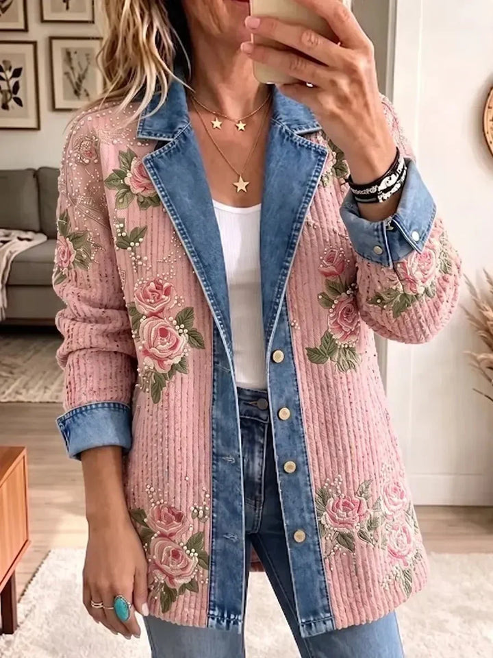 Lucetta Embroidered Pink Denim Blazer