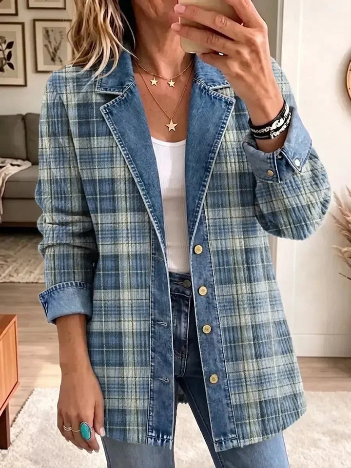 Blue Plaid Denim Jacket