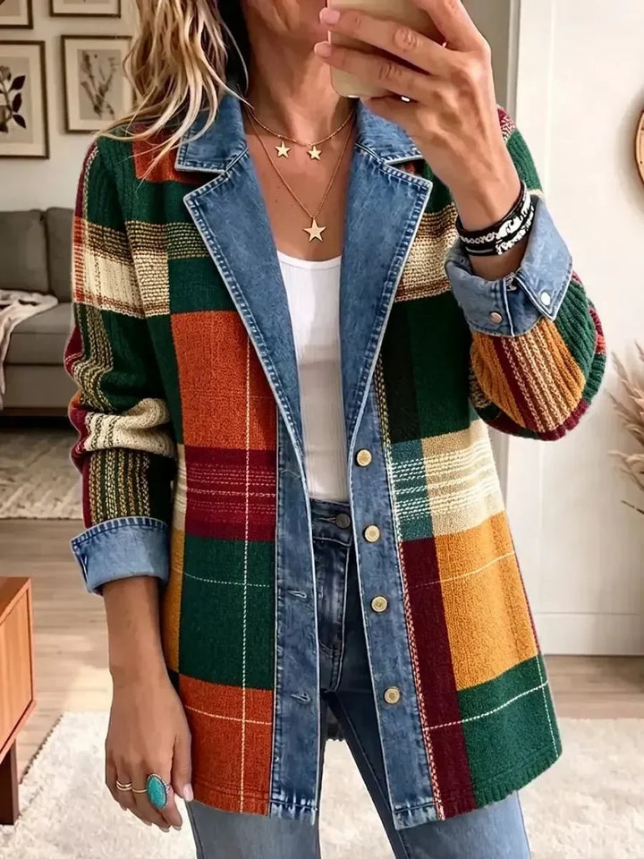 Retro Plaid Denim Jacket