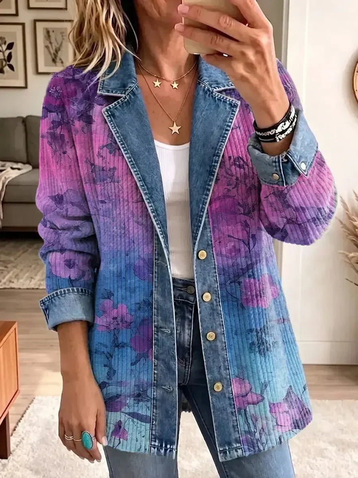 Golda Purple Floral Denim Jacket