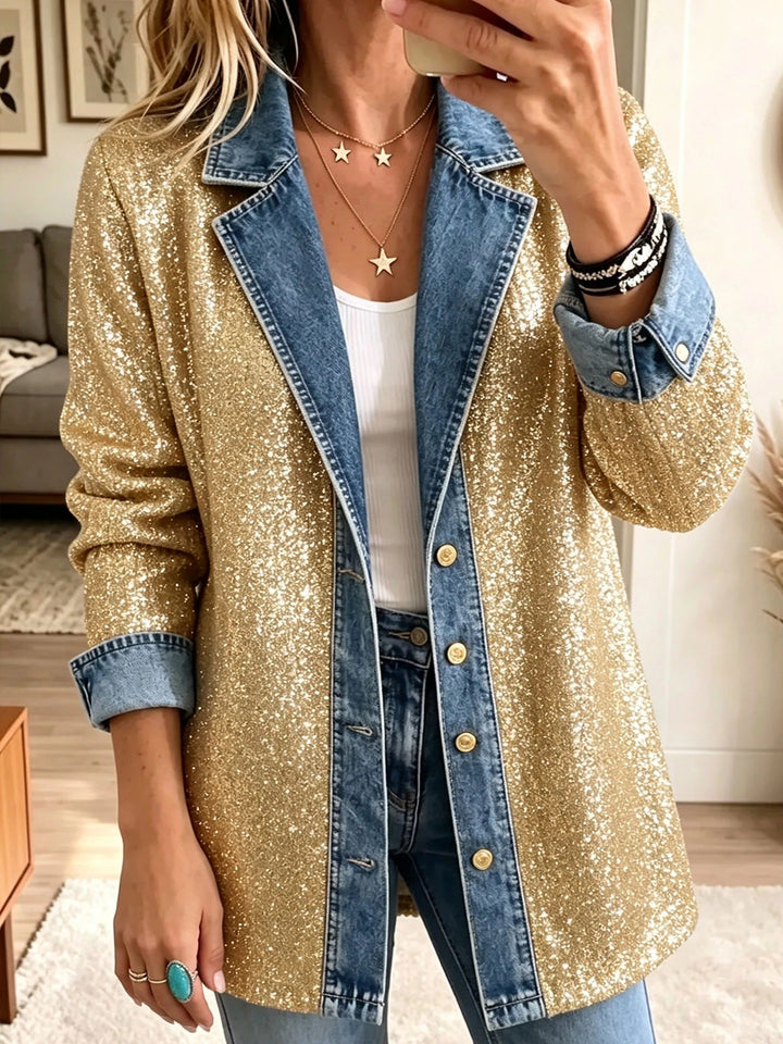 Gold Glitter Denim Jacket