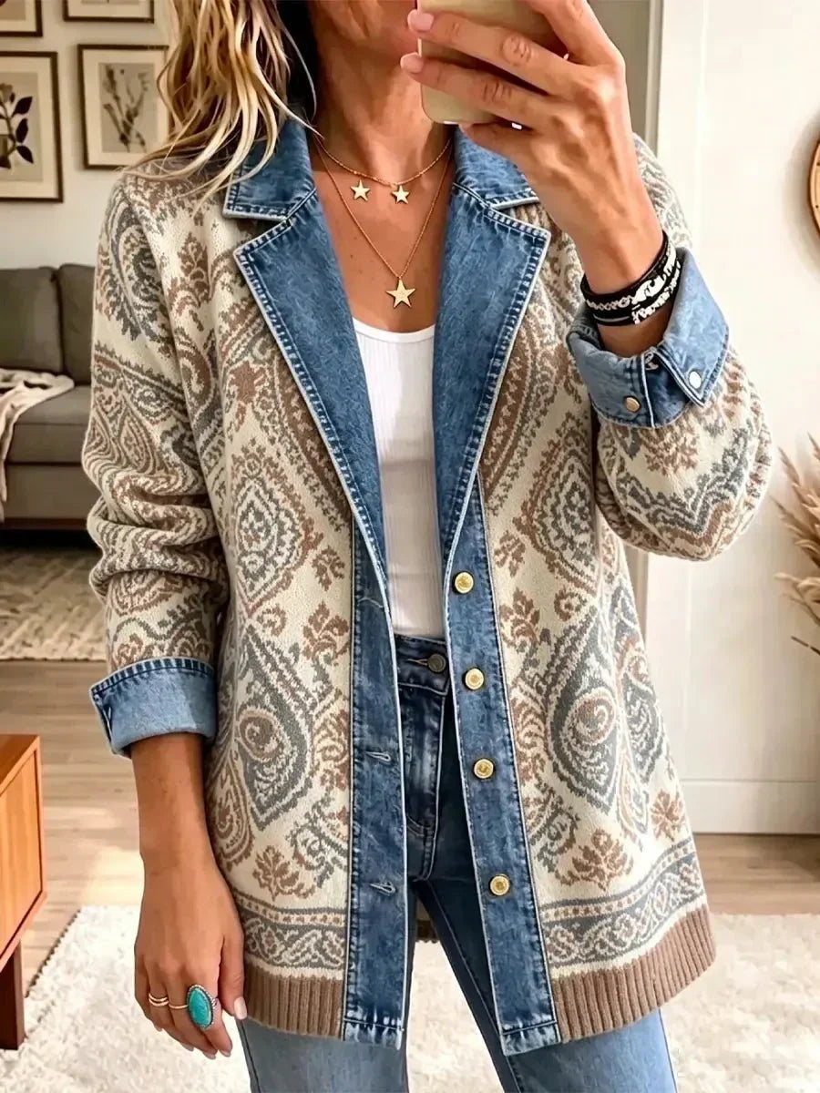 Ethnic Patchwork Denim Jacket