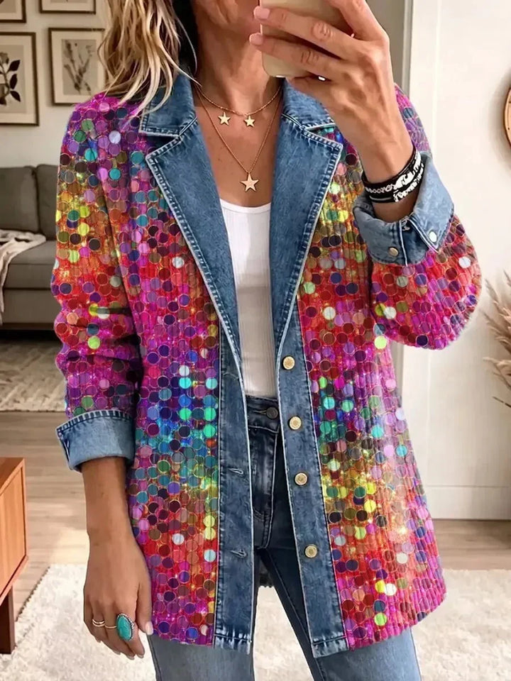 Zola Sequin Panel Denim Jacket