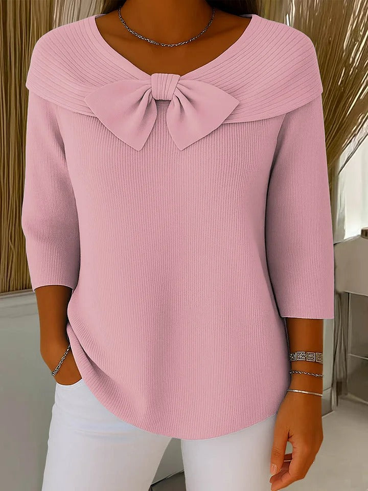 Bow-Detail Crewneck Sweater