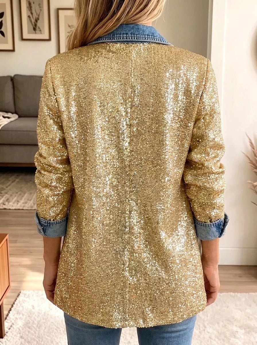Gold Glitter Denim Jacket