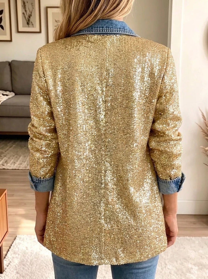Gold Glitter Denim Jacket
