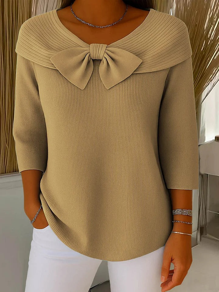 Bow-Detail Crewneck Sweater