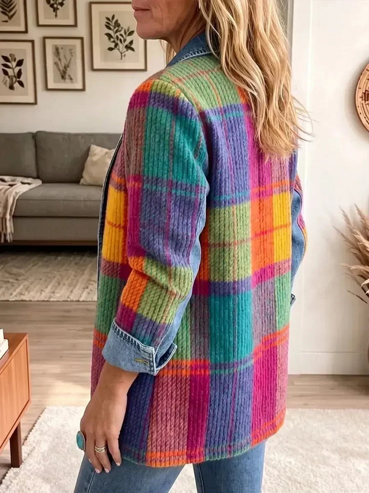 Patchwork Plaid Denim Jacket