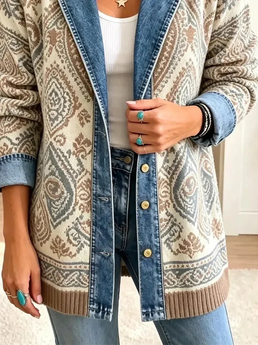 Ethnic Patchwork Denim Jacket
