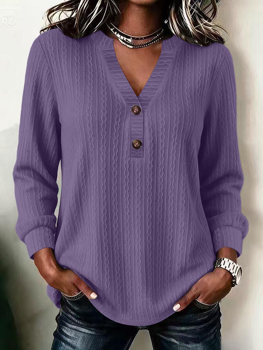 Rosella Vintage Buttoned V-Neck Top