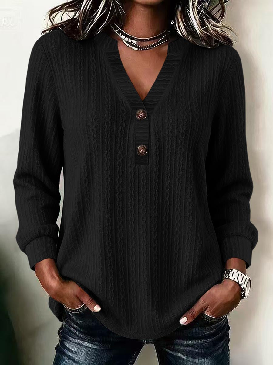 Rosella Vintage Buttoned V-Neck Top