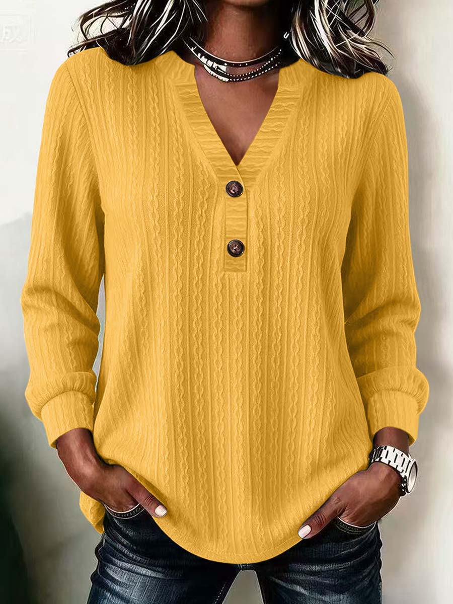Rosella Vintage Buttoned V-Neck Top