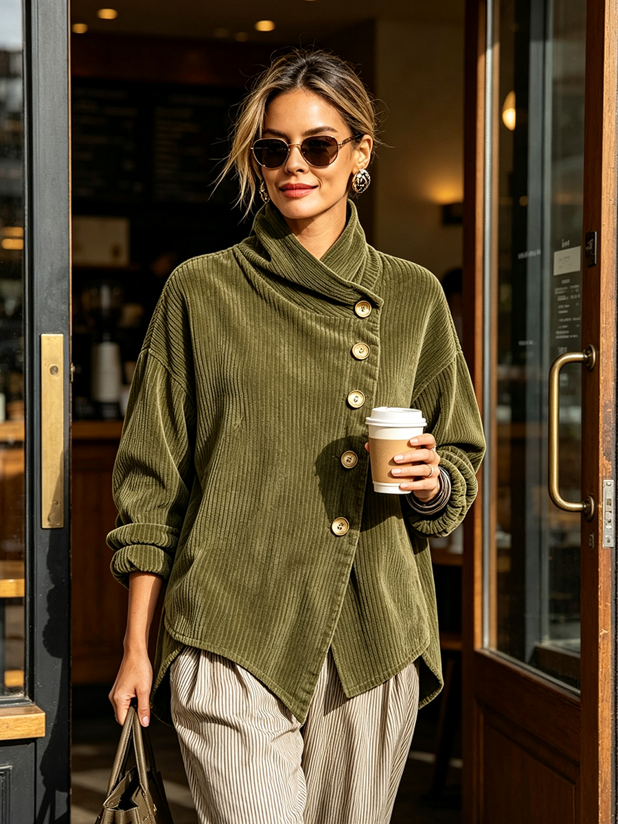 Chic High Funnel-Neck Asymmetrical Top