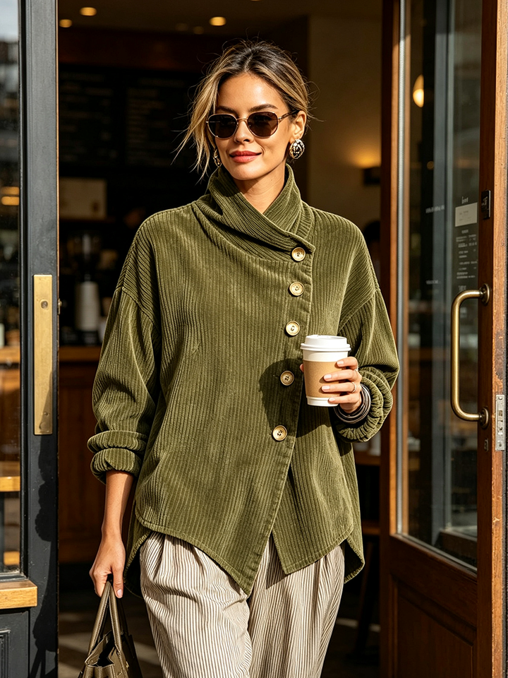 Chic High Funnel-Neck Asymmetrical Top