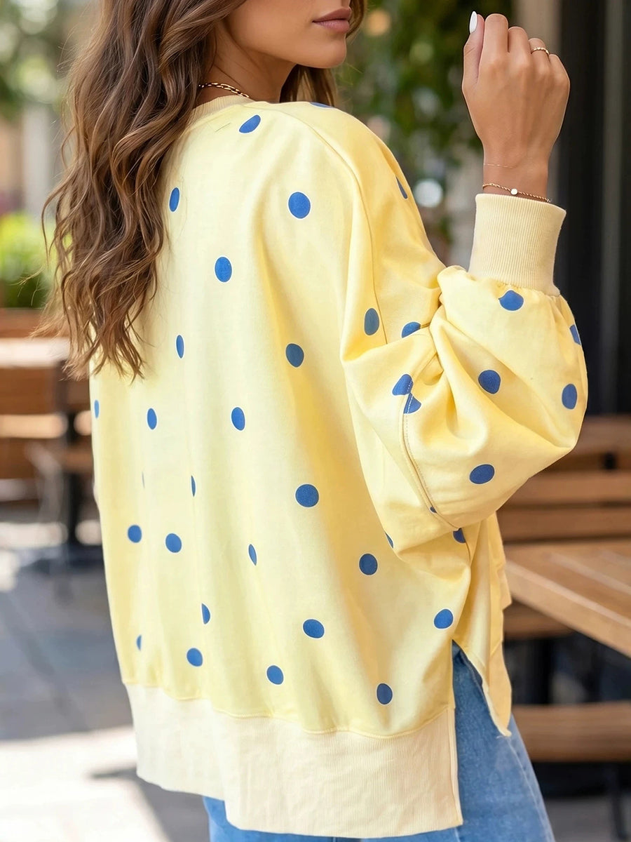 Polka Dot Print Relaxed Sweatshirt
