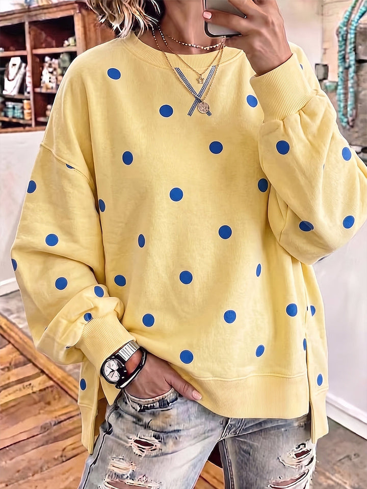 Polka Dot Print Relaxed Sweatshirt
