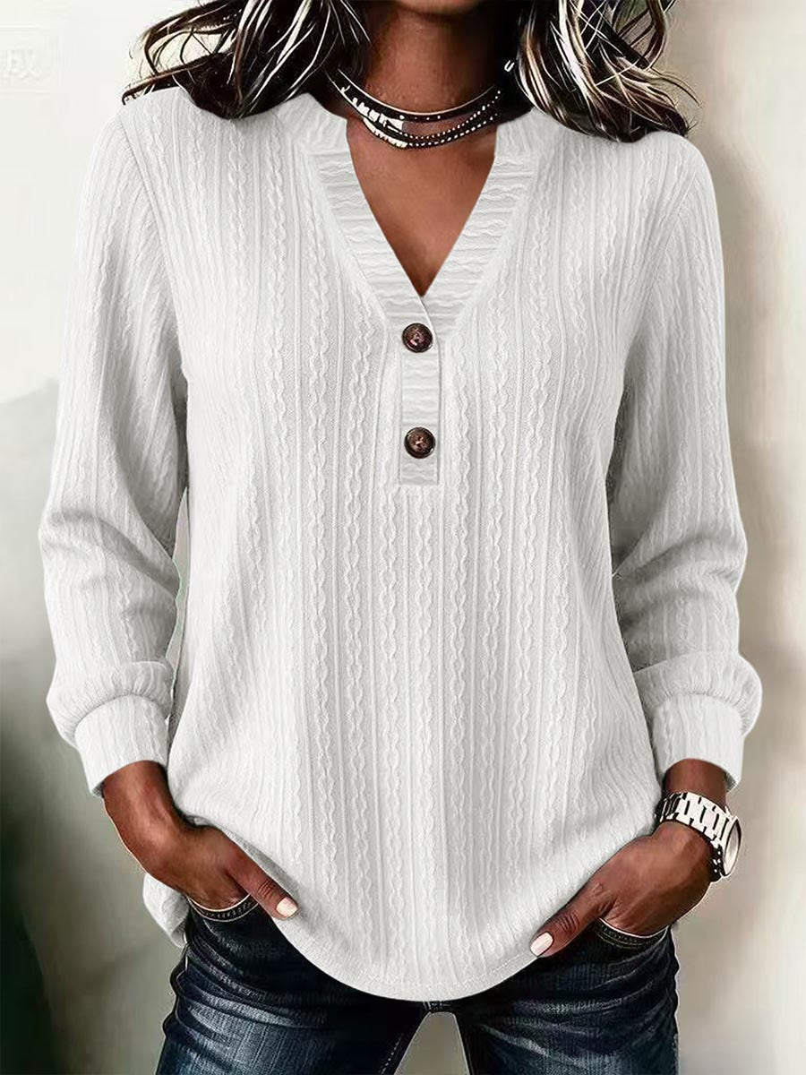 Rosella Vintage Buttoned V-Neck Top