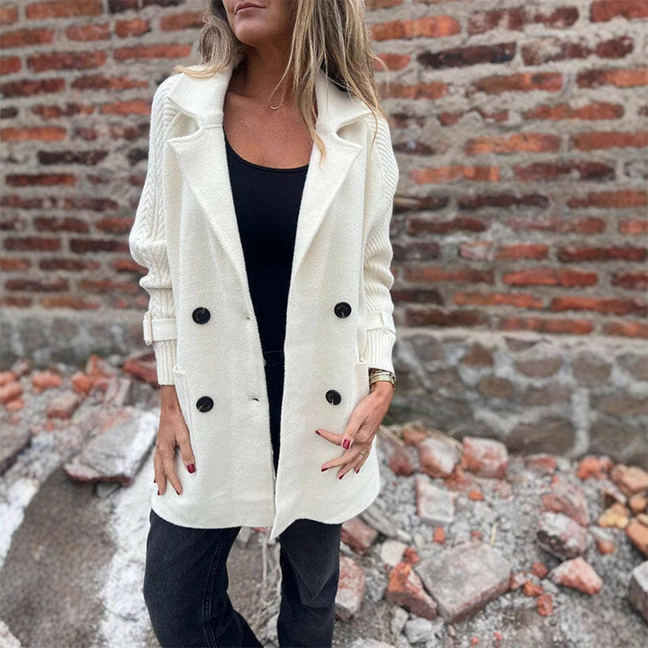Isola Knit-Sleeve Double-Breasted Coat