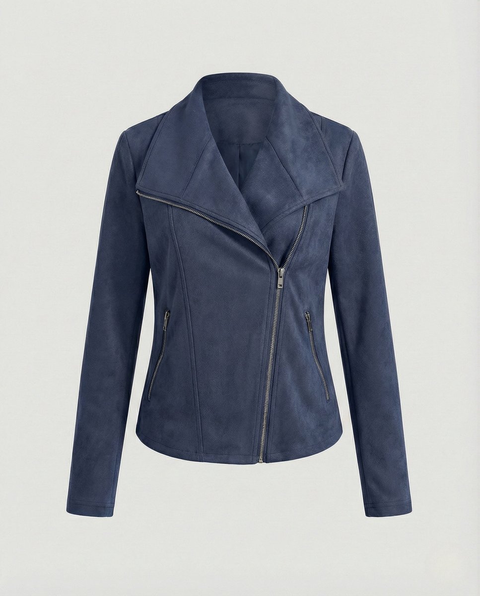 Faux Suede Moto Jacket with Asymmetrical Zipper