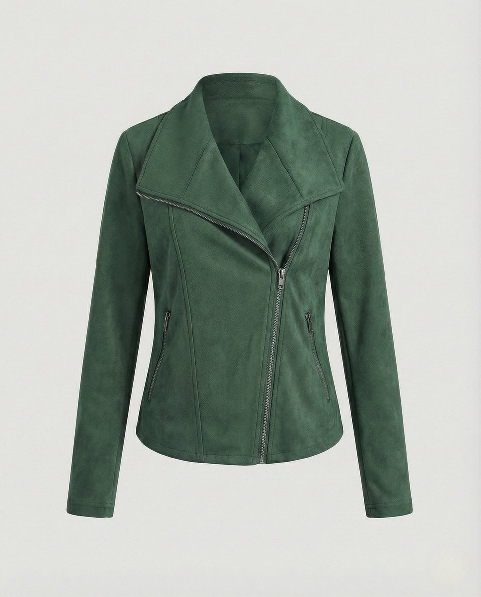 Faux Suede Moto Jacket with Asymmetrical Zipper