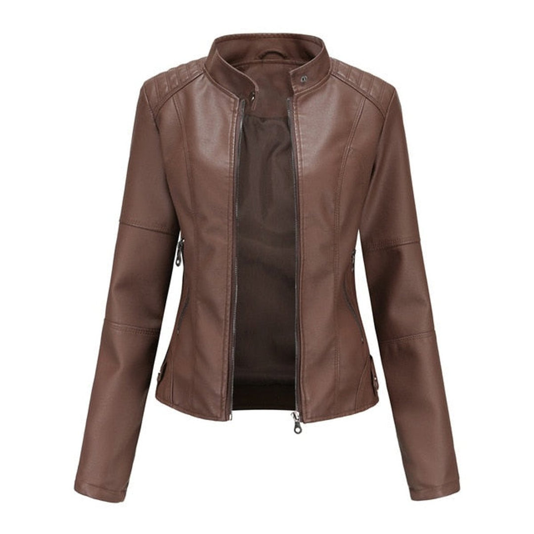 Refined Band-Collar Biker Jacket