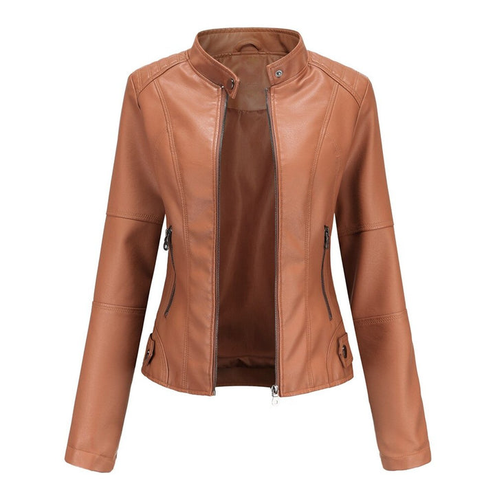 Refined Band-Collar Biker Jacket